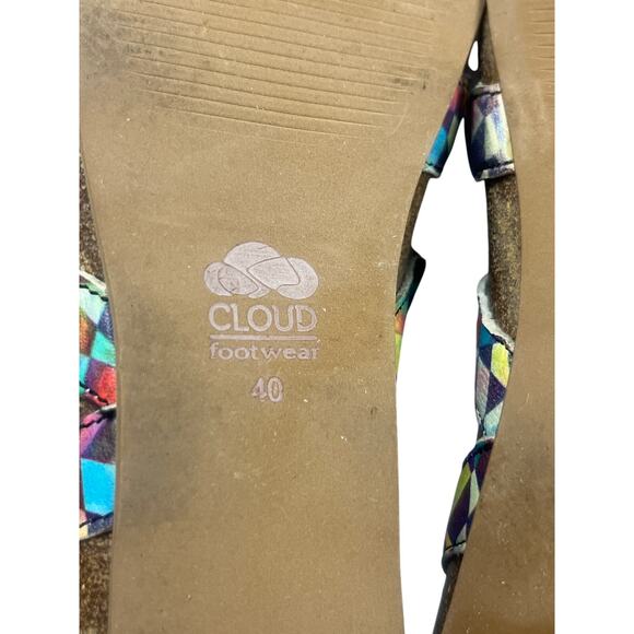 Cloud Footwear Multicolored Sandals US 9/40 Strappy Chic Hook & Loop Comfort - Picture 8 of 9